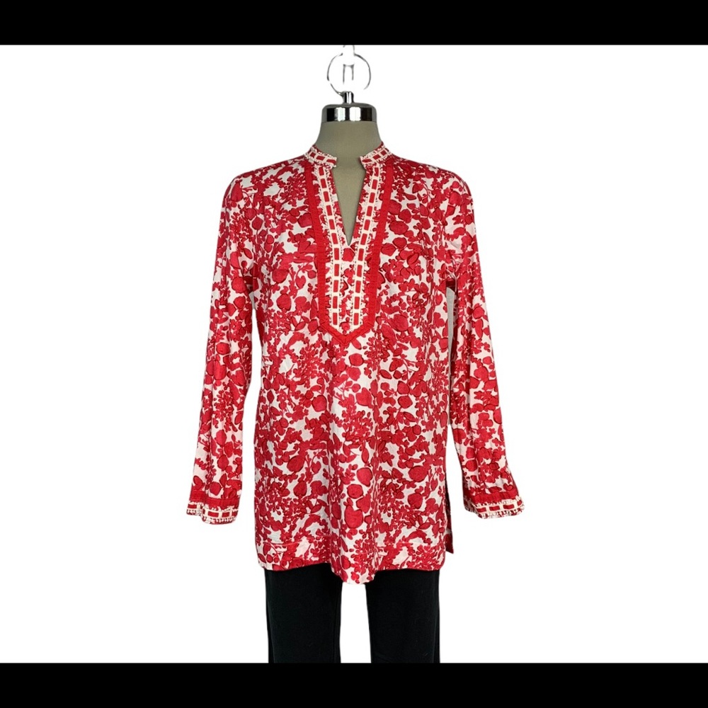 Dalia red and white long blouse sizeM